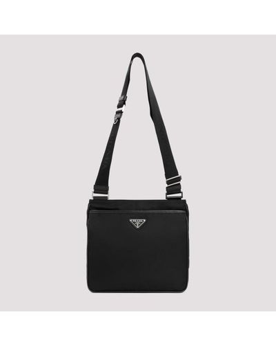 Prada Re-nylon And Saffiano Shoulder Bag Unica - Black