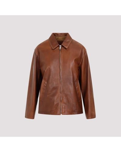 Prada Lamb Leather Jacket - Brown