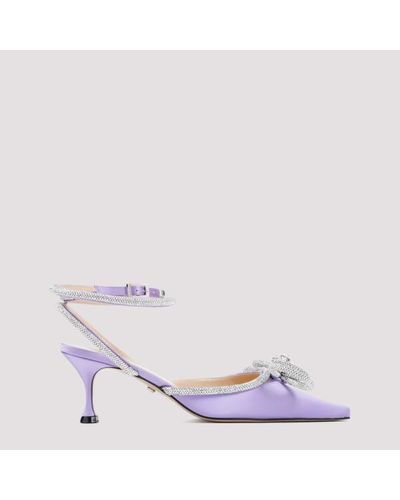 Mach & Mach Double Bow Lavender Satin Kitten Heels Court Shoes - Pink
