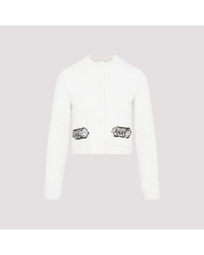 Lanvin Embroidered Cropped Cardigan - White