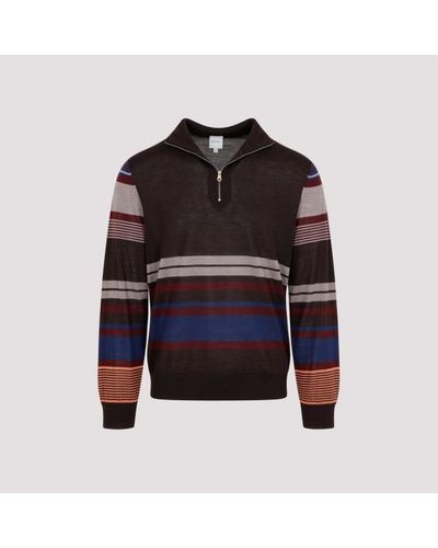 Paul Smith Paul Sith Zip Neck Pullover - Brown