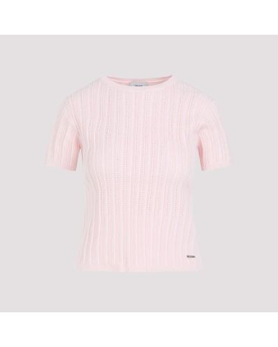 Erdem Erde Short Sleeve Crew Neck Knit Top - Pink
