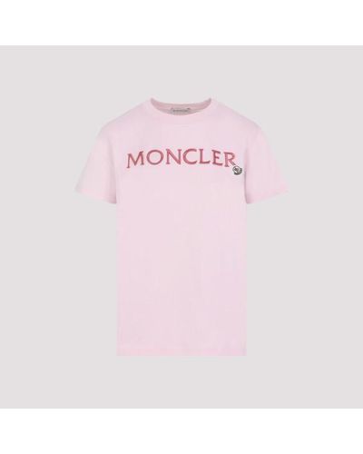 Moncler Oncler Cotton Logo T-hirt - Pink