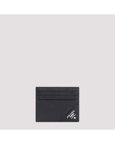 Prada Calf Leather Credit Card Case - Grey
