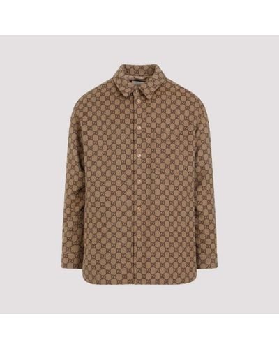 Gucci Camel Brown Mix Wool Flannel Jacket