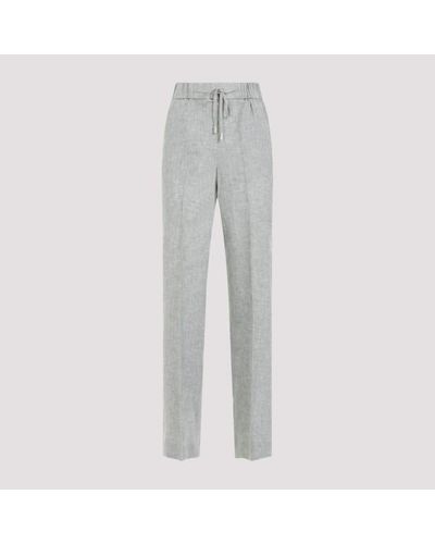 Peserico Wide Leg Linen Trousers - Grey