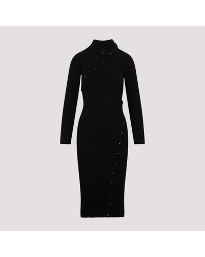 Courreges Ultistyling Rib Knit Long Dress - Black