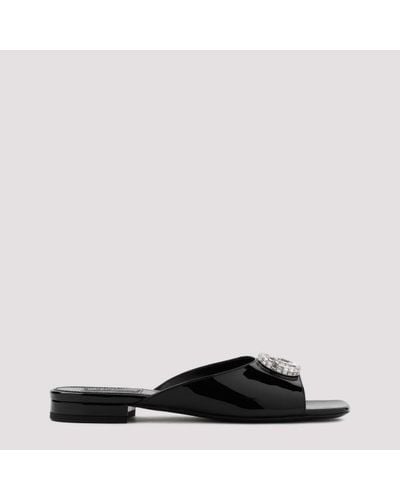 Gucci Black Patent Calf Leather Harlow Slide Sandals