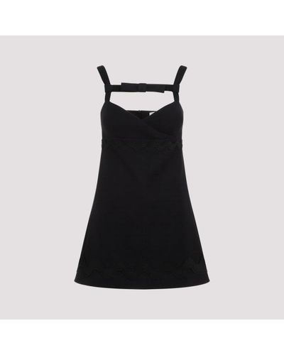 Patou Contrasted Braid Bow Mini Dress - Black