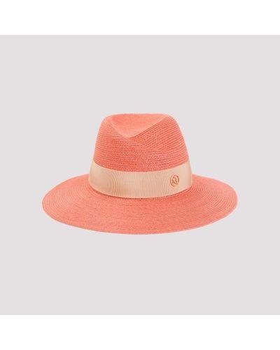 Maison Michel Peach Virginie Hemp Hat - Pink