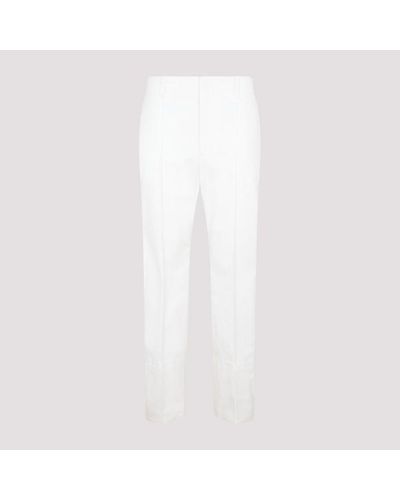 Bottega Veneta Slim Leg Cotton Twill Trousers - White
