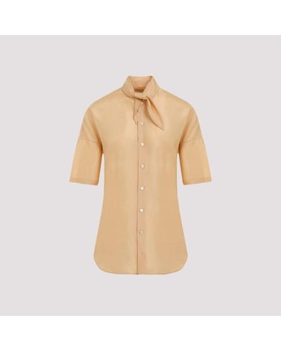 Lemaire Short Sleeves Fitted With Scarf Shirt - Natural