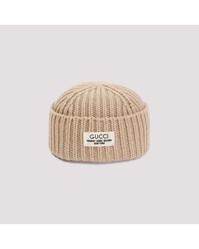 Gucci Rib Knit Wool Hat - Natural