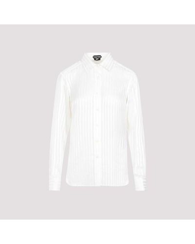 Tom Ford White Ecru Silk Striped Shirt
