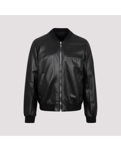 Prada Reversible Leather Bomber Jacket - Black