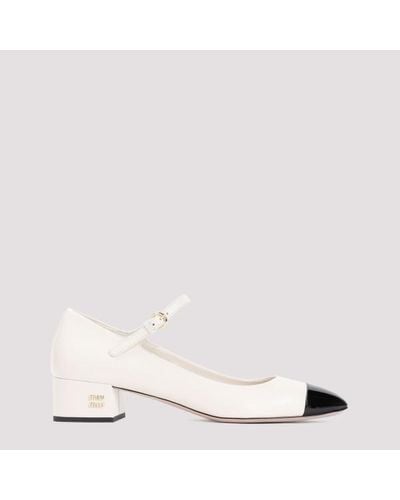 Miu Miu Leather Court Shoes - White