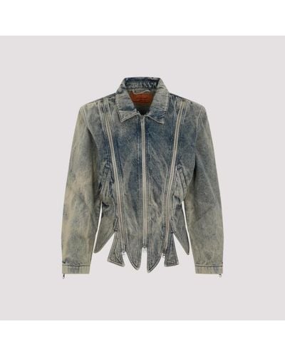 Y. Project Vintage Beige Tudor Zip Denim Jacket - Grey