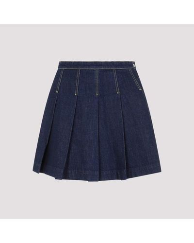 KENZO Rinse Blue Cotton Mini Skirt