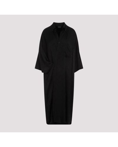 Balenciaga Short Sleeves Wrap Dress - Black
