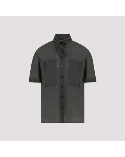 Lemaire Short Sleeves With Foulard Shirt - Black