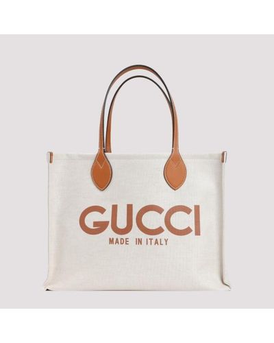 Gucci Logo Canvas Tote Bag Unica - White
