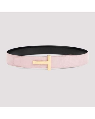 Tom Ford Pastel Pink Calf Leather Belt - Black
