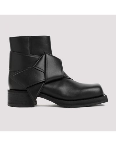 Acne Studios Leather Musubi Boots Shoes - Black