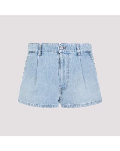 Miu Miu Cotton Denim Shorts - Blue
