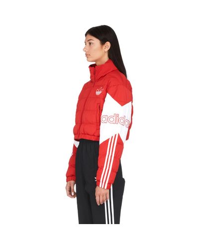 adidas originals cropped puffer jacket in red