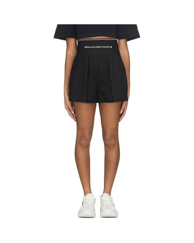 Alexander Wang Cotton Logo Elastic Safari Shorts in Black | Lyst