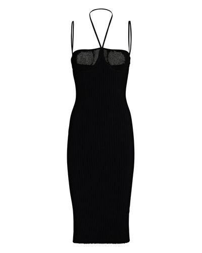 ANDREA ADAMO Cut-out Rib Knit Midi Dress in Black | Lyst