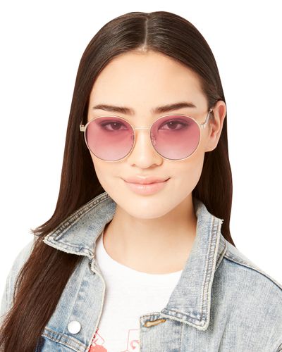Gucci Pink Round Sunglasses in Gold (Metallic) | Lyst