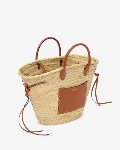 Isabel Marant Cadix Raffia And Leather Basket Bag - Orange