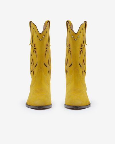 Isabel Marant Duerto Suede Cowboy Boots - Yellow