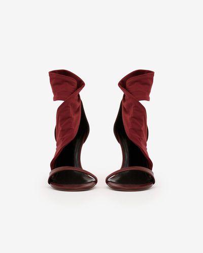 Isabel Marant Askja Calfskin Leather Sandals - Red