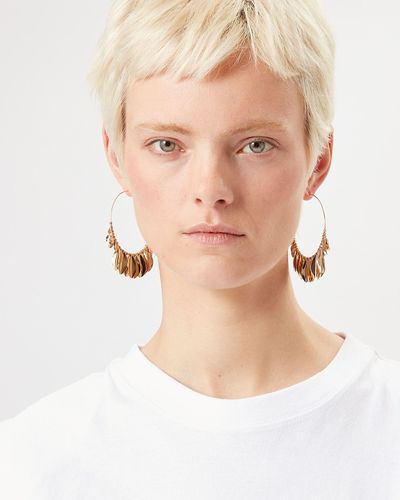 Isabel Marant Metal Shiny Leaf Hoop Earrings - Natural
