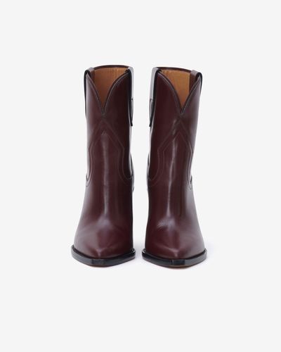 Isabel Marant Leyane Leather Cowboy Boots - Purple
