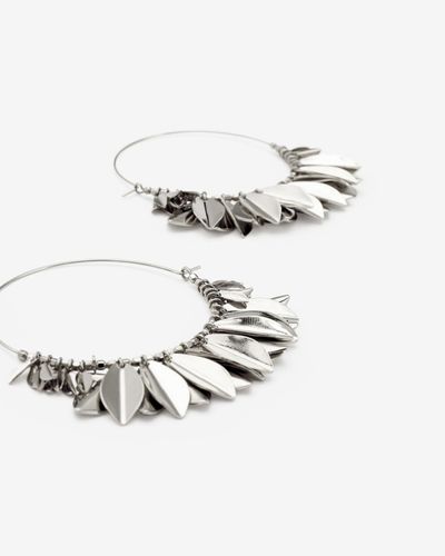 Isabel Marant Metal Shiny Leaf Hoop Earrings - White