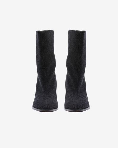 Isabel Marant Rouxa Glitter Suede Leather Boots - Black