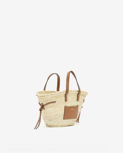 Isabel Marant Cadix Mini Raffia And Leather Basket Bag - Metallic