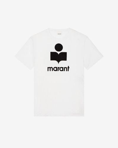 Isabel Marant Karman T-shirt In Lino Con Logo - Bianco