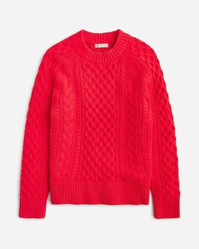 J.Crew Cable-Knit Crewneck Sweater - Red