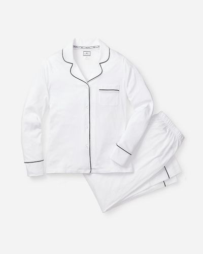J.Crew Petite Plume Pima Cotton Pajama Set With Piping - White