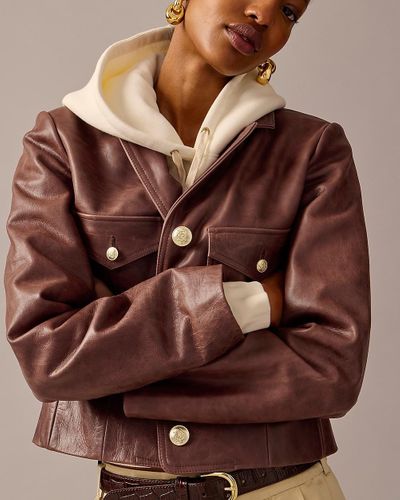J.Crew Collection Leather Lady Jacket - Brown
