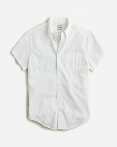 J.Crew Short-sleeve Yarn-dyed Seersucker Shirt - White
