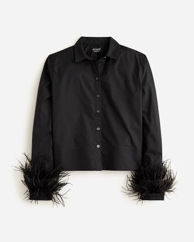 J.Crew Collection Cropped Feather-Trim Garçon Shirt - Black