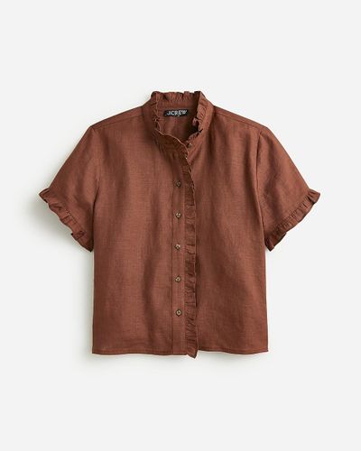 J.Crew Ruffle-Trim Button-Up Shirt - Brown