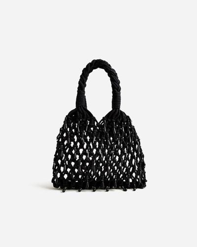 J.Crew Small Cadiz Hand-Knotted Rope Tote With Beads - Black