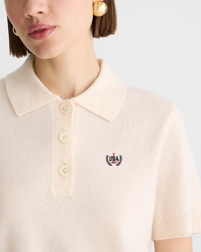 J.Crew Limited-Edition Usa Swimming X Cashmere Cropped Sweater-Polo - Natural