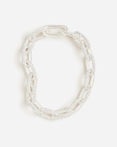 J.Crew Chainlink Necklace With Pavé Crystals - White